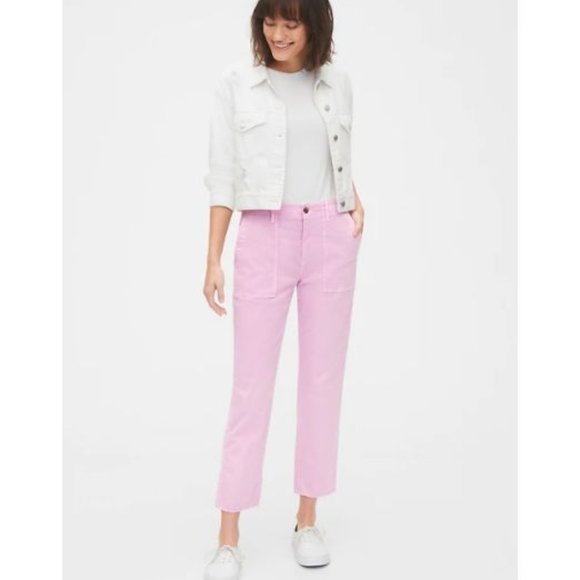 Gap Lilac Pink Straight Khaki 16 Petite Crop